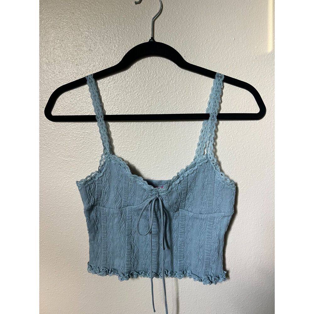 Textured Blue Crop Top
